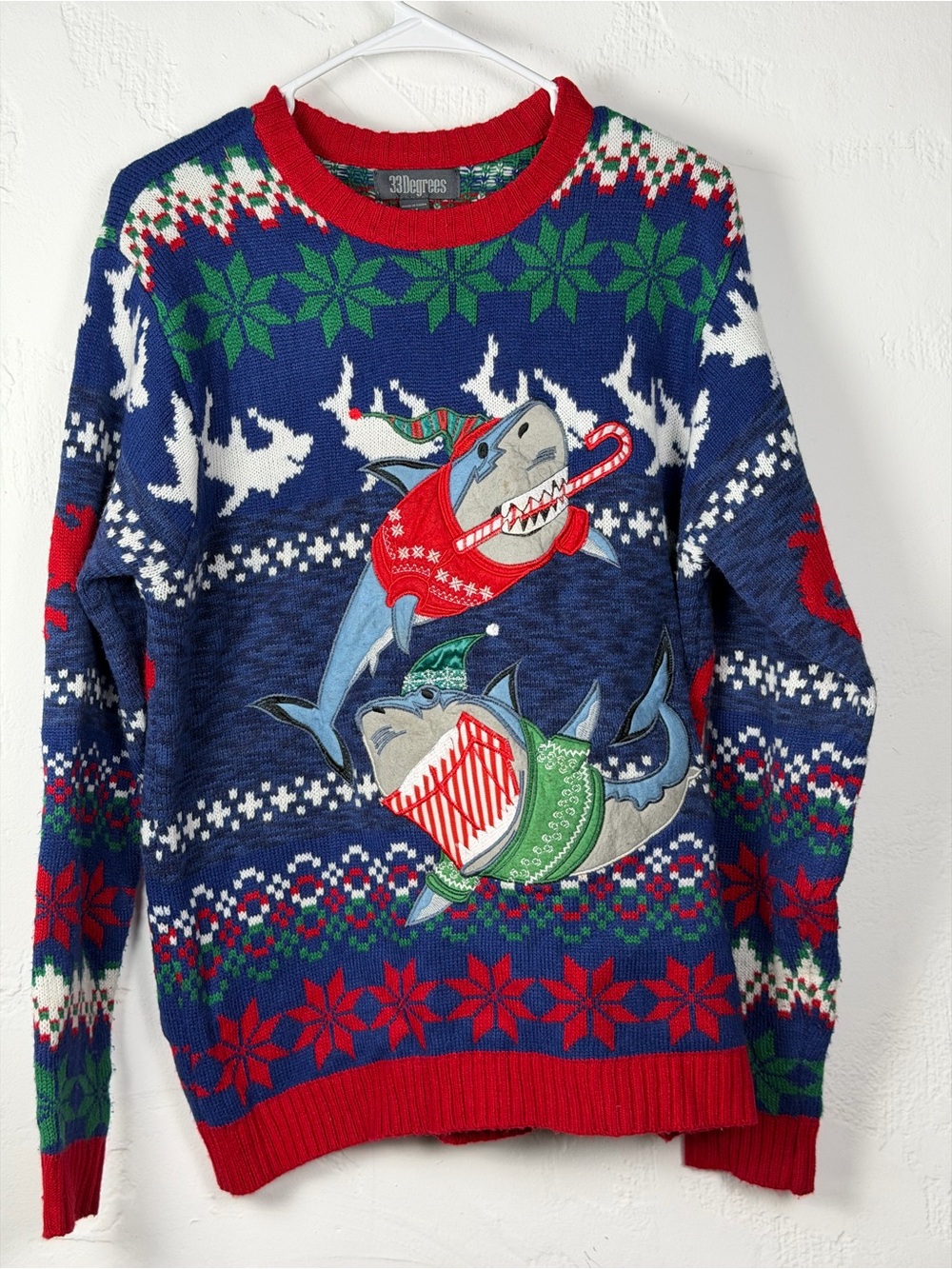 Ugly Sweater Shark Week Holiday Christmas Knit Sweater Men’s Medium